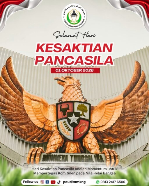 SELAMAT HARI KESAKTIAN PANCASILA 🇮🇩
1 Oktober 2026 
Mari tanamkan nilai-nilai Pancasila sejak dini melalui sikap saling menghargai, bergotong royong, hidup rukun, mencintai sesama, serta menjaga persatuan dan kesatuan. 🤝❤️ Dari anak-anak hari ini, kita siapkan generasi Indonesia yang berkarakter, berakhlak mulia, cinta tanah air, dan menjunjung tinggi persatuan. 🇮🇩✨

Pancasila Sakti, Indonesia Hebat!
Semangat menjaga persatuan untuk Indonesia yang lebih baik. ❤️🤍

#HariKesaktianPancasila
#1Oktober2026
#Pancasila
#PancasilaSakti
#Indonesia
CintaTanahAir
GenerasiIndonesia
PendidikanAnakUsiaDini
PAUDITAlMultazam